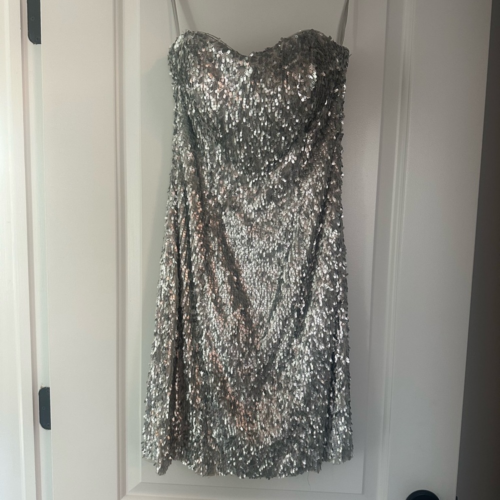 Alberto Makali Elegant Silver Dress